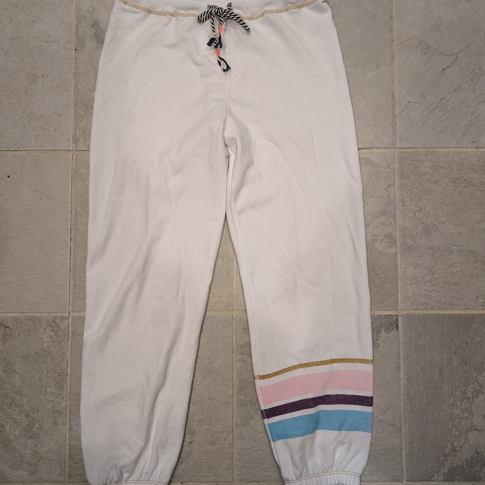 Sundry White Joggers with Colorful Stripes